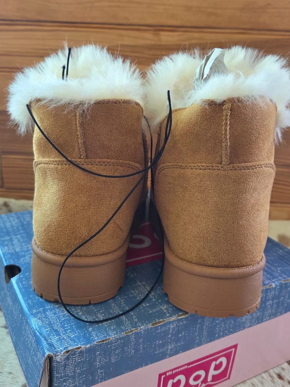 Tan Faux-Suede Fur-Lined Kids Boots